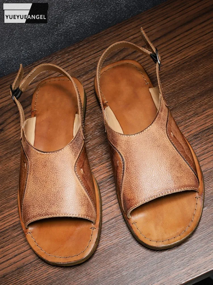 Summer Men Casual Beach Sandals Vintage Open Toe Gladiator Shoes Buckle Strap Patchwork Cowhide Genuine Leather Sandals Shoes
Summer Men Casual Beach Sandals Vintage Open Toe Gladiator Shoes Buckle Strap Patchwork Cowhide Genuine Leather Sandals Shoes