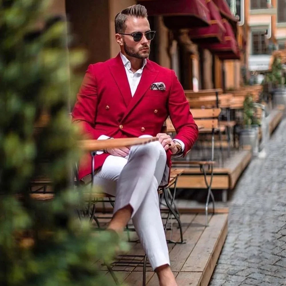 Мужской красный модный бутик-пиджак для отдыха, осенний повседневный деловой приталенный костюм с двойными пуговицами, однотонный формальный костюм
Мужской красный модный бутик-пиджак для отдыха, осенний повседневный деловой приталенный костюм с двойными пуговицами, однотонный формальный костюм