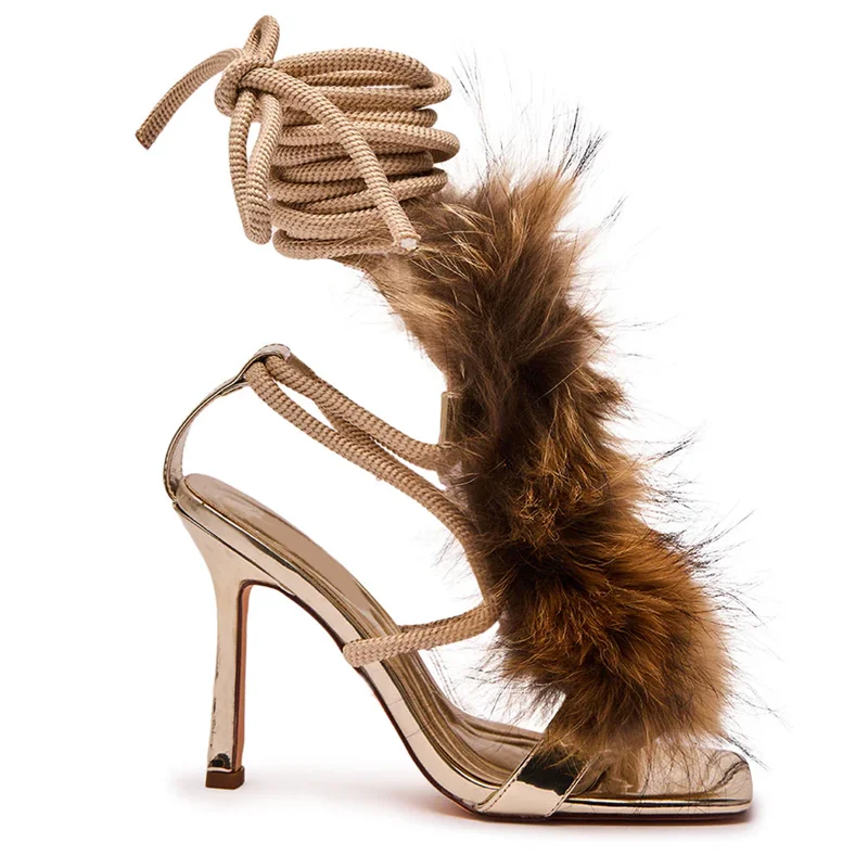 Fur Lace Up Patchwork Leather Sandals Sexy Square Toe Thin Heel Back Straps Customized New Arrivals Fashion Women Modern Shoes
Fur Lace Up Patchwork Leather Sandals Sexy Square Toe Thin Heel Back Straps Customized New Arrivals Fashion Women Modern Shoes