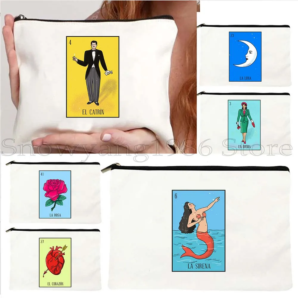 El Catrin Muertos Tarot Nopal ESTRELLA SIRENA Luna ROSA Mexican Loteria Bingo Card Art Cosmetic Makeup Bag Pouch Pencil Case
El Catrin Muertos Tarot Nopal ESTRELLA SIRENA Luna ROSA Mexican Loteria Bingo Card Art Cosmetic Makeup Bag Pouch Pencil Case