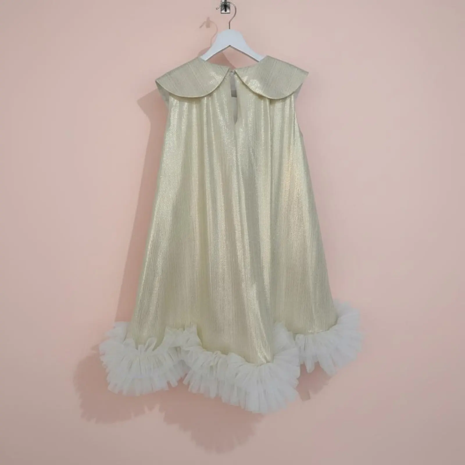 Sleeveless Peter Pan Collar Dress Lightweight Shimmery Doll Collar Dress Girl Frock Breathable for Girls, Wedding
Sleeveless Peter Pan Collar Dress Lightweight Shimmery Doll Collar Dress Girl Frock Breathable for Girls, Wedding