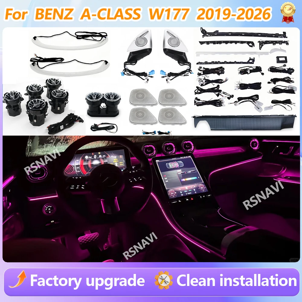 For Benz CLA W177 W118 2019-2026 64 Colors Ambient Light4D Speaker Seat light Rear Climate Control Panel car accessories
For Benz CLA W177 W118 2019-2026 64 Colors Ambient Light4D Speaker Seat light Rear Climate Control Panel car accessories