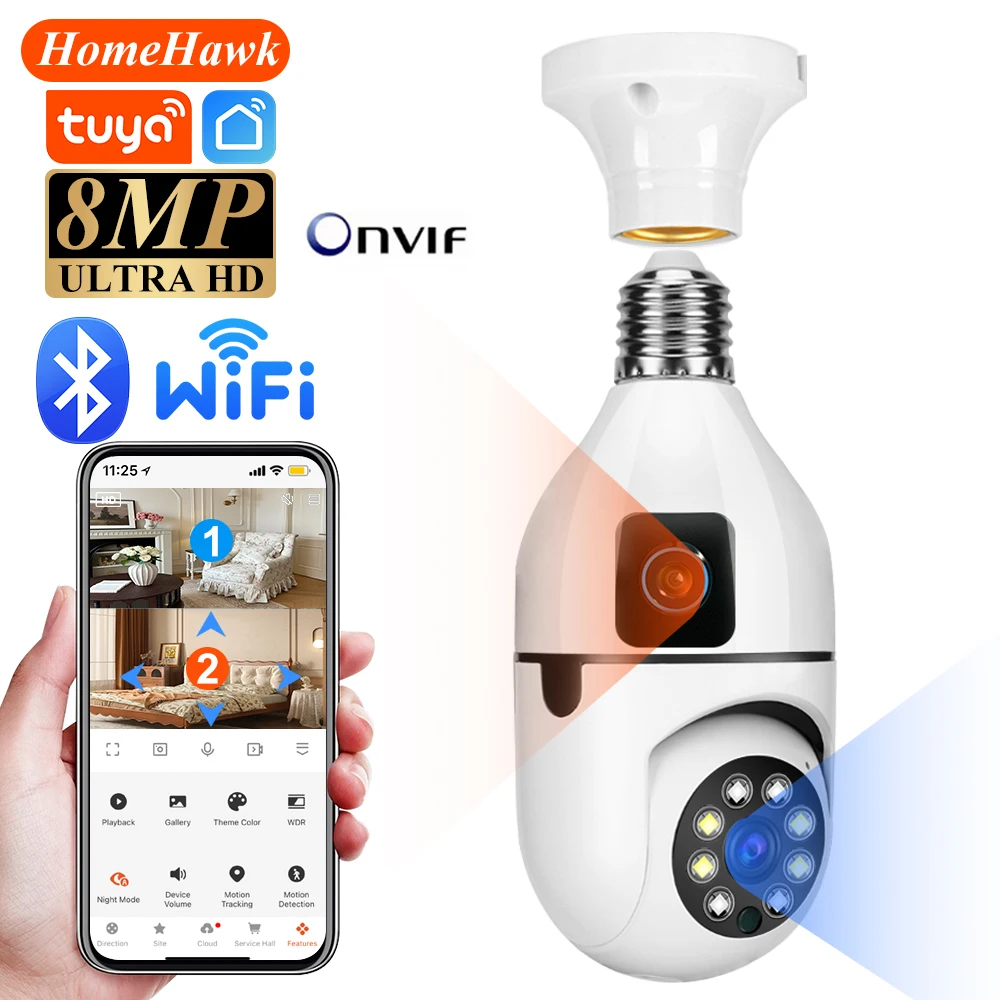 Tuya 8MP E27 Лампа WIFI Камера Двойной объектив AI Слежение за человеком Голосовая сигнализация Двусторонняя аудиосистема с двойным экраном Умная домашняя камера наблюдения
Tuya 8MP E27 Лампа WIFI Камера Двойной объектив AI Слежение за человеком Голосовая сигнализация Двусторонняя аудиосистема с двойным экраном Умная домашняя камера наблюдения