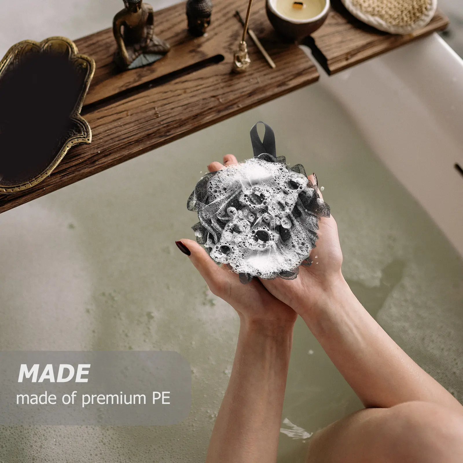 2Pcs Black Bath Ball Set Premium Pe Mesh Shower Ball for Exfoliating Cleaning Soothing Skin with Long Handle Hanging Strap Body
2Pcs Black Bath Ball Set Premium Pe Mesh Shower Ball for Exfoliating Cleaning Soothing Skin with Long Handle Hanging Strap Body