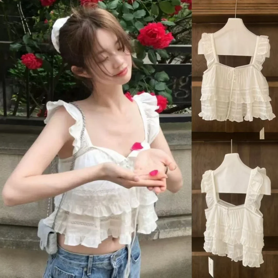 Barnet Summer 2025 ort Strapl Vest with Ruffle Sves And Bowtie Korean Sle Casual Pure Color Slim Fit Ladies Vest
Barnet Summer 2025 ort Strapl Vest with Ruffle Sves And Bowtie Korean Sle Casual Pure Color Slim Fit Ladies Vest