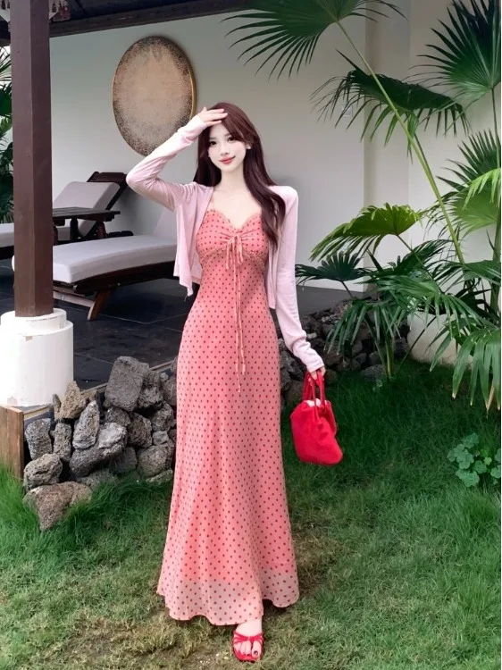 plus Size Elegant Summer Outfit Long Sleeve Cardigan Top Polka Dot Dress Two Piece Set Korean Style Commute High Waist
plus Size Elegant Summer Outfit Long Sleeve Cardigan Top Polka Dot Dress Two Piece Set Korean Style Commute High Waist