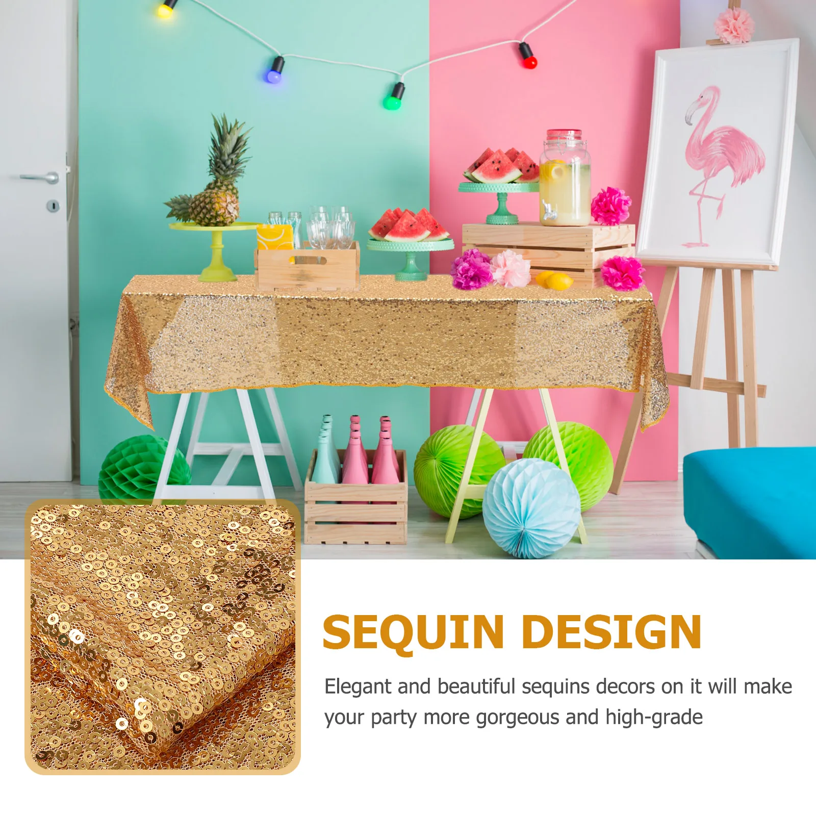 Golden Sequin Tablecloth Sequins for Wedding Rectangle Glitter Decorative Dining Cover Polyester Baby Decoration
Golden Sequin Tablecloth Sequins for Wedding Rectangle Glitter Decorative Dining Cover Polyester Baby Decoration