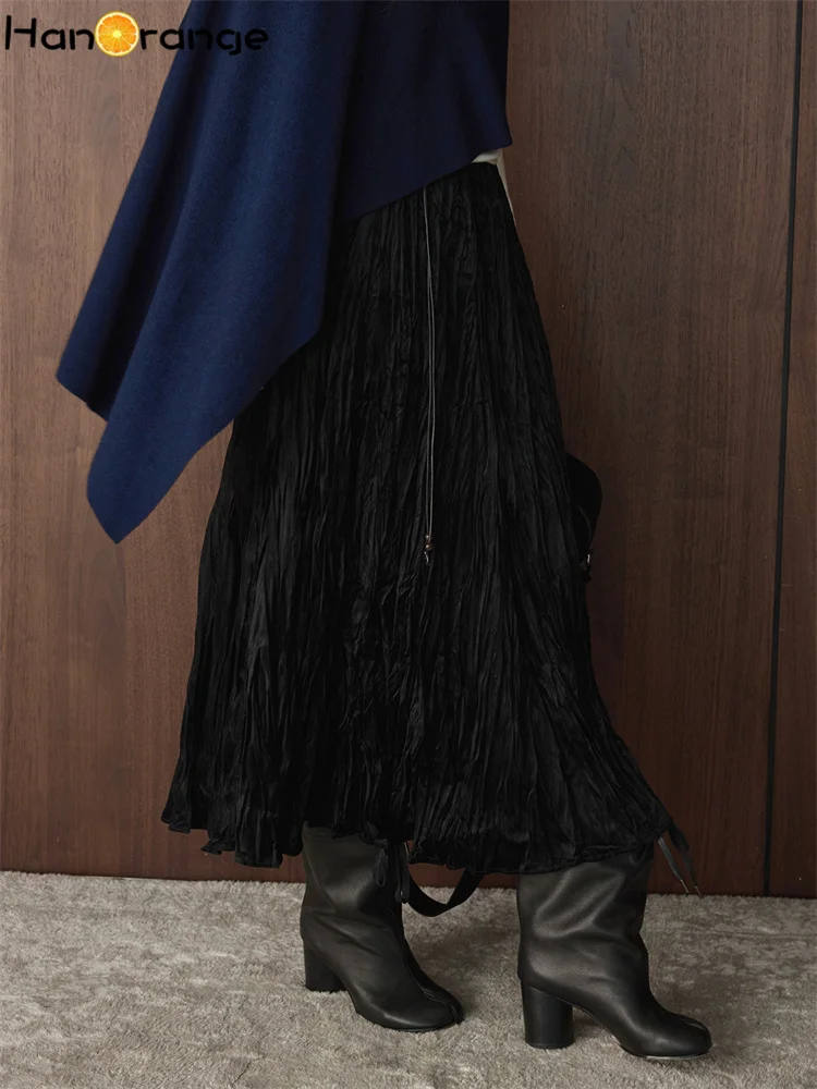 HanOrange 2025 Winter Retro Fashion Velvet Half Skirt with Wrinkle Hanging Decoration Umbrella Long Skirt Black/Green
HanOrange 2025 Winter Retro Fashion Velvet Half Skirt with Wrinkle Hanging Decoration Umbrella Long Skirt Black/Green