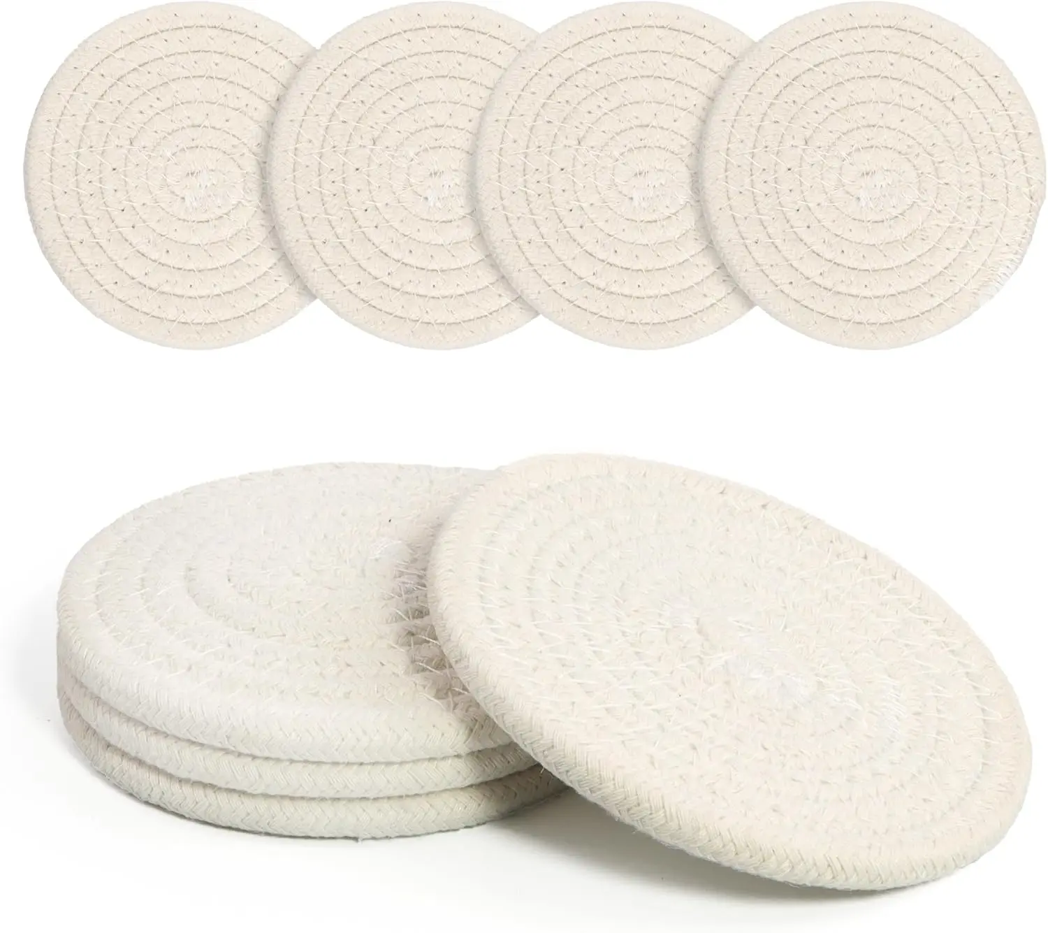 Boho Coasters Set of 4 for Drinks, Cotton Woven Absorbent Coasters for Home Decor Cups, Hot or Cold, White
Boho Coasters Set of 4 for Drinks, Cotton Woven Absorbent Coasters for Home Decor Cups, Hot or Cold, White