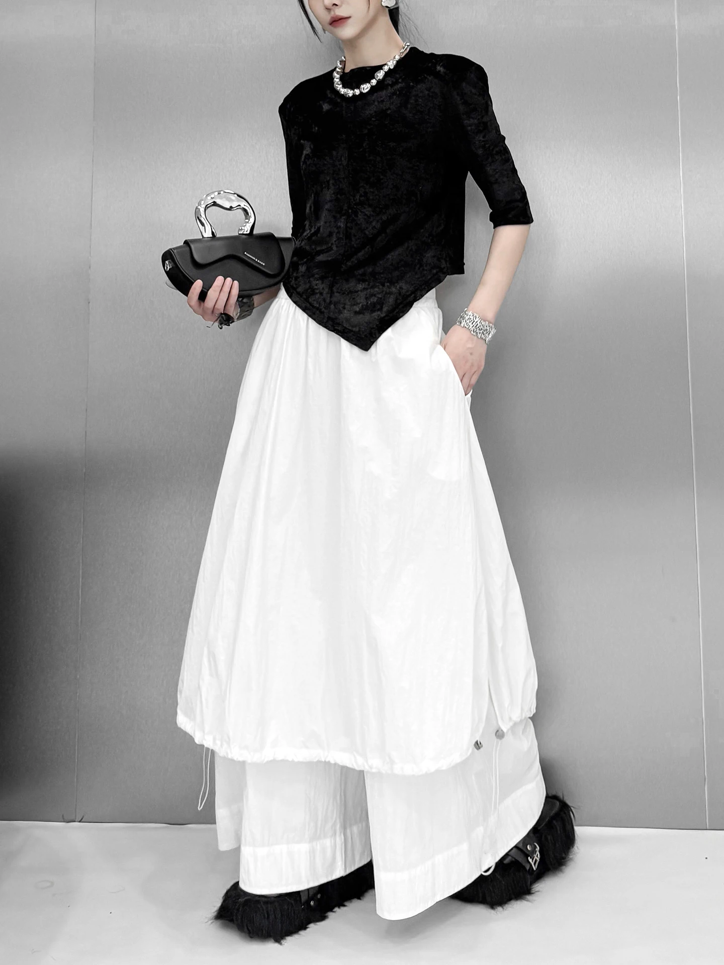 Hong Kong Style Wide Leg Pants Women's Spring Summer Loose Fit Slimming Elastic Waist Patchwork Casual Trousers Skirt Pants
Hong Kong Style Wide Leg Pants Women's Spring Summer Loose Fit Slimming Elastic Waist Patchwork Casual Trousers Skirt Pants