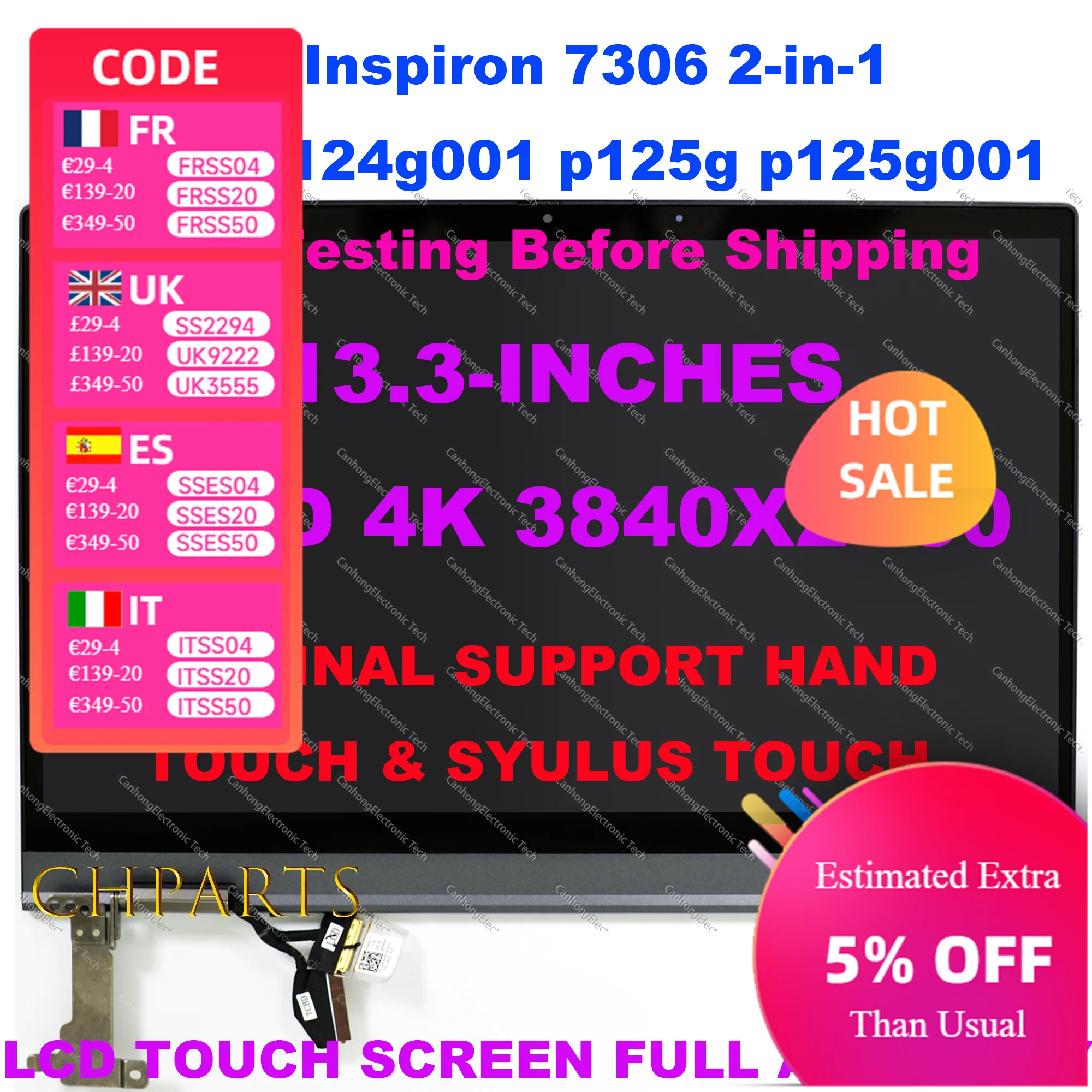 0FHDKN For Dell Inspiron 7300 7306 2-in-1 p124g p124g001 p125g p125g001 LCD Touch Screen Laptop Full Assembly Sliver FHD UHD
0FHDKN For Dell Inspiron 7300 7306 2-in-1 p124g p124g001 p125g p125g001 LCD Touch Screen Laptop Full Assembly Sliver FHD UHD