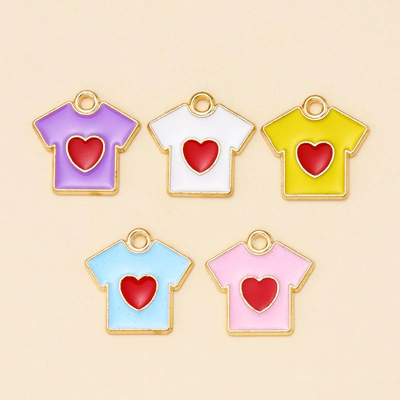 12Pcs 5 Colors Charms Gold Plated Enamel Heart T-Shirt Clothes Pendant for DIY Jewelry Making Cute Earrings Keychain Accessories
12Pcs 5 Colors Charms Gold Plated Enamel Heart T-Shirt Clothes Pendant for DIY Jewelry Making Cute Earrings Keychain Accessories