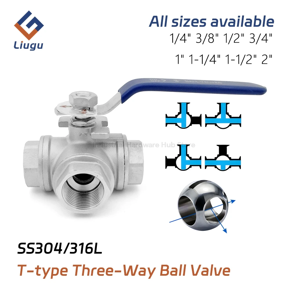 Manual SS304 T-Type Three-Way Ball Valve - BSPT Female (1/4"3/8"1/2"-2") Pipeline Flow Control Valve for Water/Gas/Liquid Flow
Manual SS304 T-Type Three-Way Ball Valve - BSPT Female (1/4"3/8"1/2"-2") Pipeline Flow Control Valve for Water/Gas/Liquid Flow