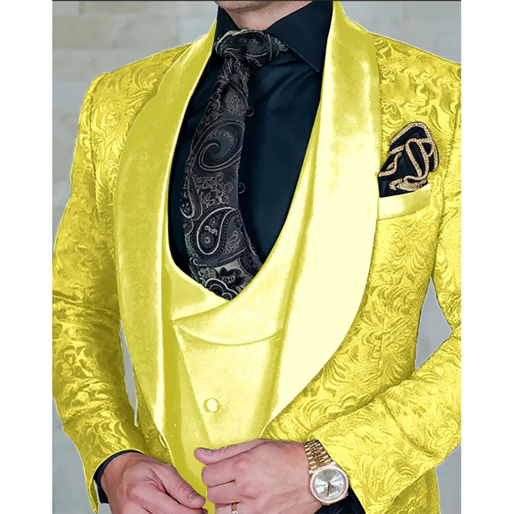 2025 Designer Style Shawl Lapel Suit Set Mustard Jacquard Satin 3 Piece Blazer Wedding Party Business Attire Men Premium Collect
2025 Designer Style Shawl Lapel Suit Set Mustard Jacquard Satin 3 Piece Blazer Wedding Party Business Attire Men Premium Collect