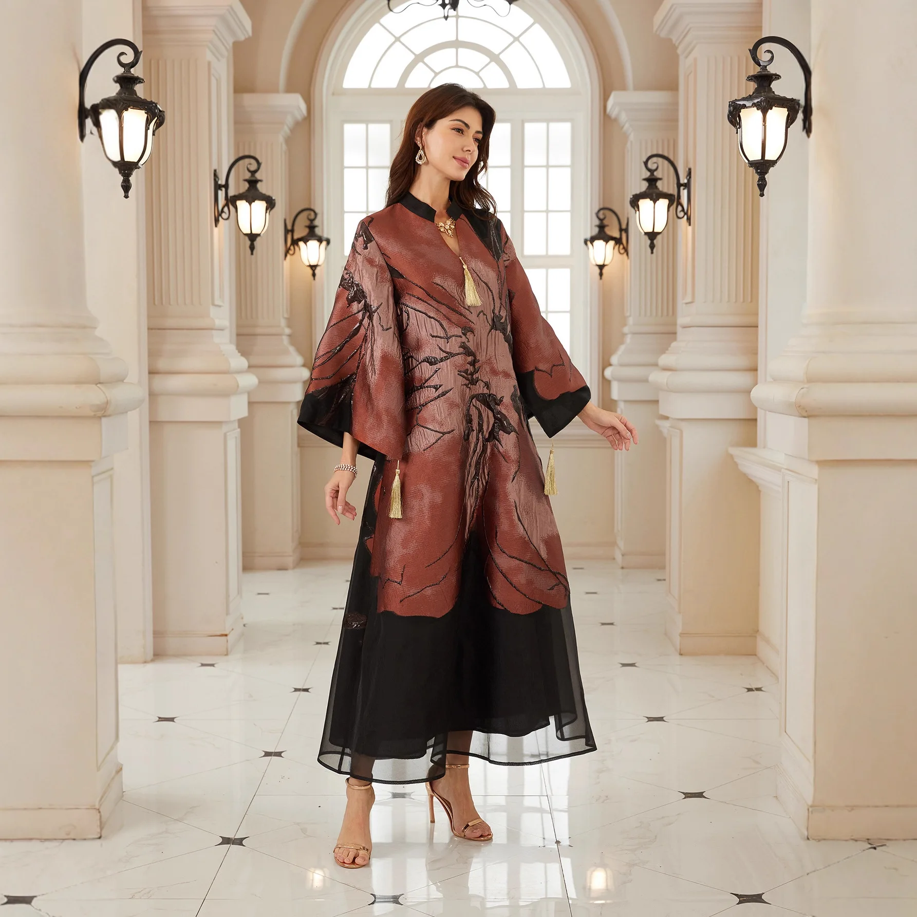 Muslim Middle East New Fashion Women's Loose Dark Red Elegant Trendy Basic Loose Long Sleeve Ankle Length Abaya Dress Female
Muslim Middle East New Fashion Women's Loose Dark Red Elegant Trendy Basic Loose Long Sleeve Ankle Length Abaya Dress Female