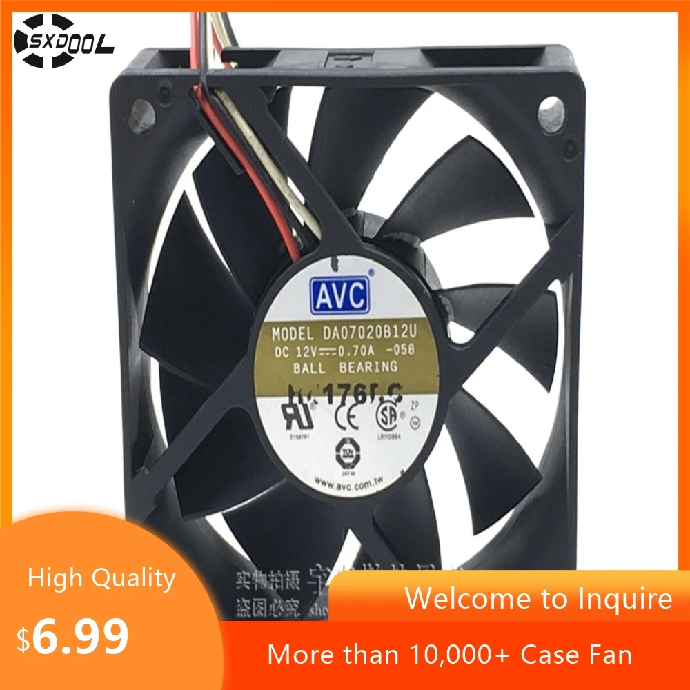 for AVC DA7020B12U 12V 0.70A 70mm CPU Fan Chassis Cooling Fan for Servers & Computers
for AVC DA7020B12U 12V 0.70A 70mm CPU Fan Chassis Cooling Fan for Servers & Computers