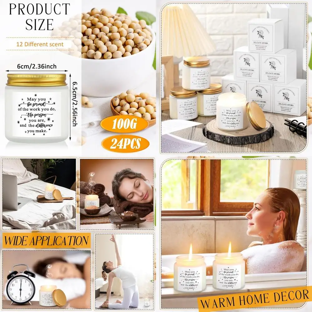 Set of 24 Inspirational Soy Wax Candles - 3.5 oz Jars for Employee Appreciation, Teacher & Volunteer Gifts
Set of 24 Inspirational Soy Wax Candles - 3.5 oz Jars for Employee Appreciation, Teacher & Volunteer Gifts