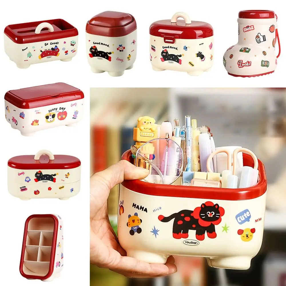 Fashion Dopamine Stationery Storage Box Multi Grid Cartoon Pattern Pen Holder with Stickers Large Capacity Tissue Box
Fashion Dopamine Stationery Storage Box Multi Grid Cartoon Pattern Pen Holder with Stickers Large Capacity Tissue Box