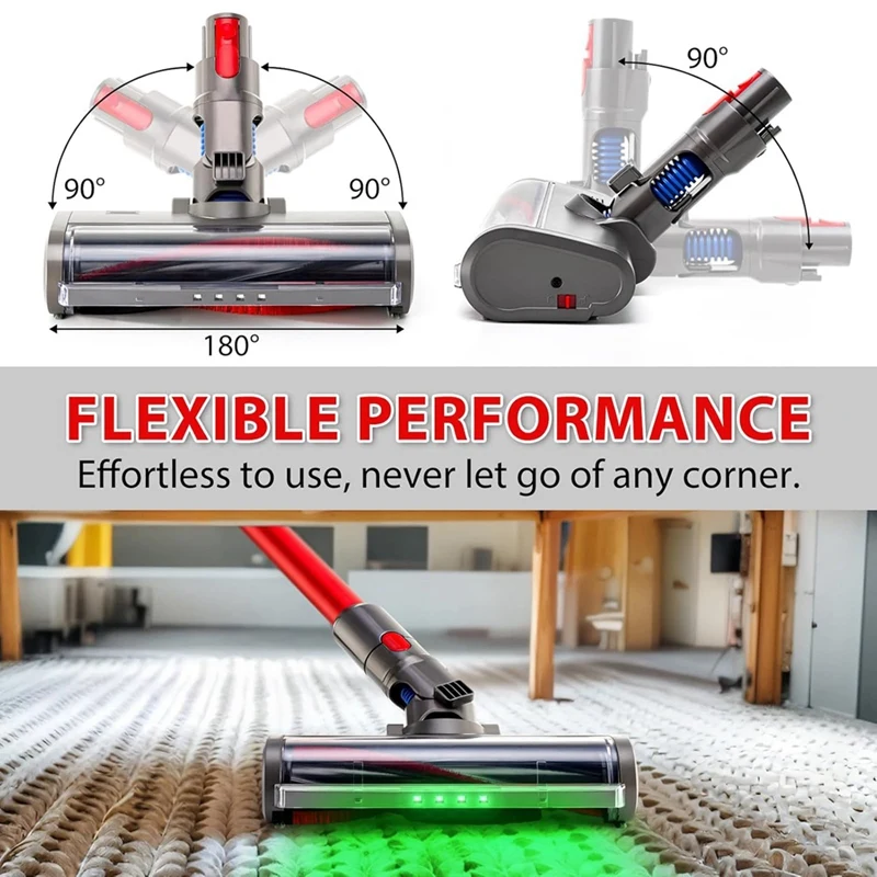 A51U Brush for Dyson V7 V8 V10 V11 V15 Vacuum Cleaner Floor Brush Head with Green LED Lights for Carpets and Hard Floors
A51U Brush for Dyson V7 V8 V10 V11 V15 Vacuum Cleaner Floor Brush Head with Green LED Lights for Carpets and Hard Floors