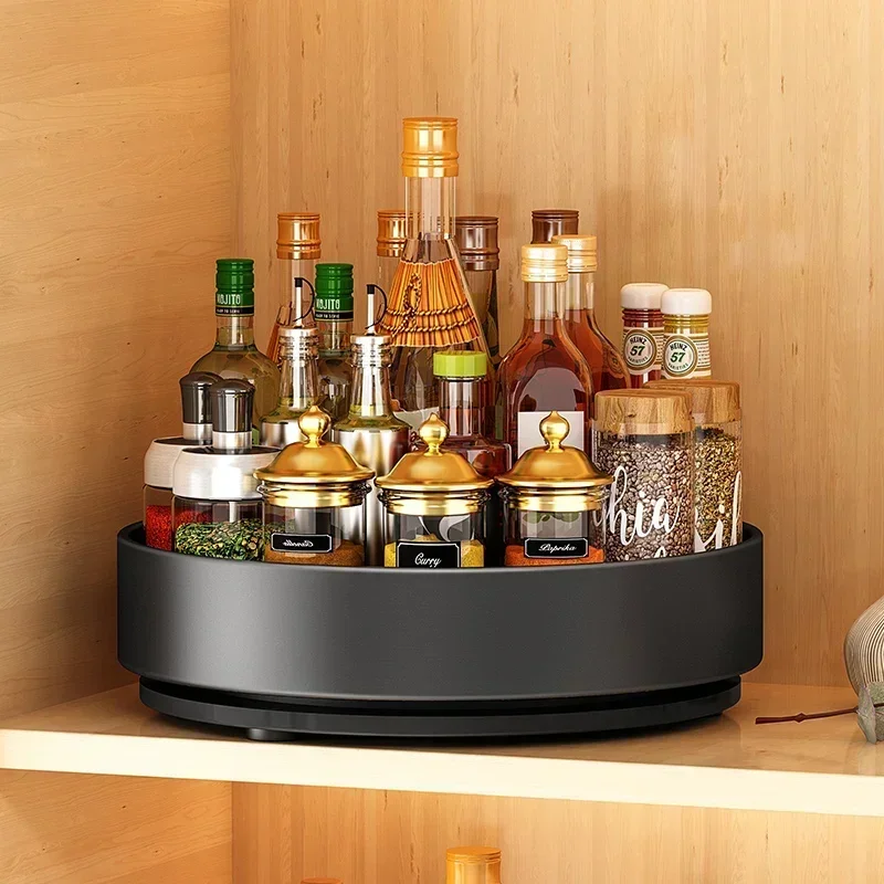 Rotating seasoning rack, kitchen household 360-degree round oil, salt, sauce and vinegar storage turntable
Rotating seasoning rack, kitchen household 360-degree round oil, salt, sauce and vinegar storage turntable