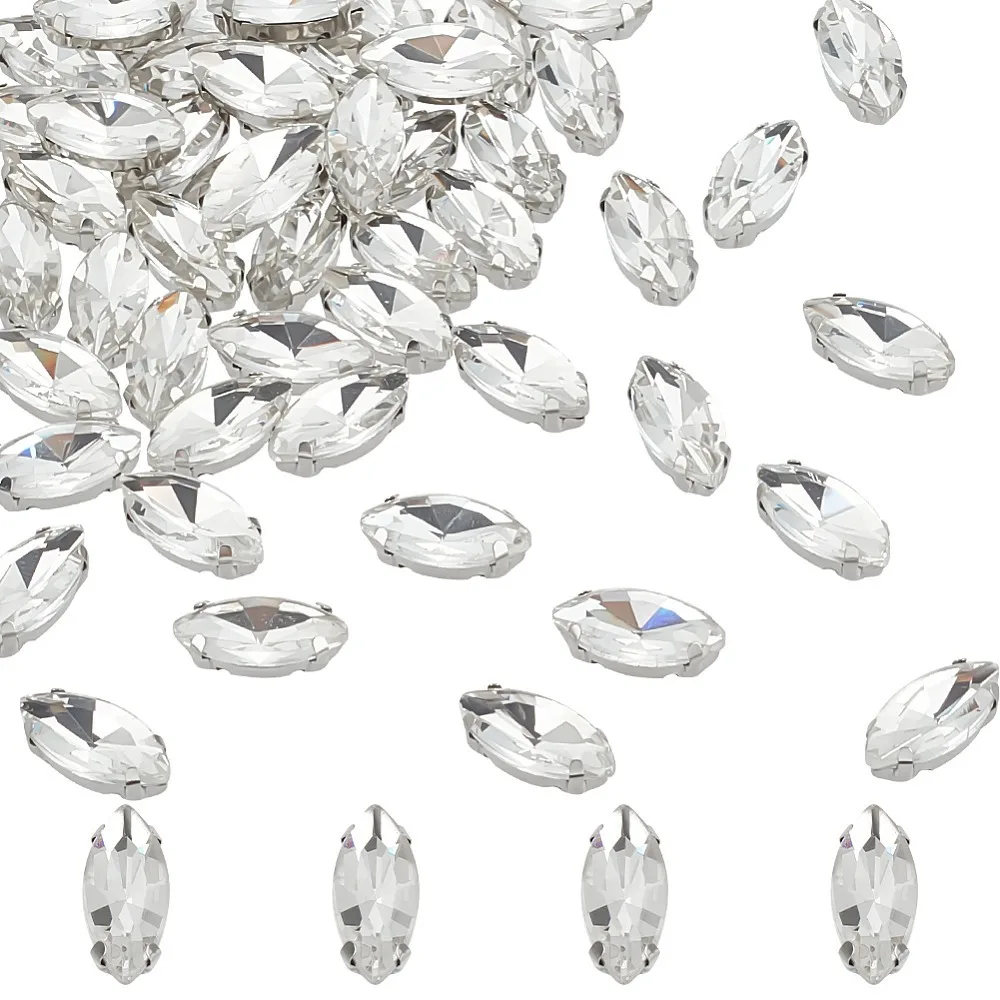 80Pcs Sew on Rhinestone Multi-strand Links Glass Rhinestone Garments Accessories Faceted Horse Eye 15x6x4mm Hole: 1mm
80Pcs Sew on Rhinestone Multi-strand Links Glass Rhinestone Garments Accessories Faceted Horse Eye 15x6x4mm Hole: 1mm