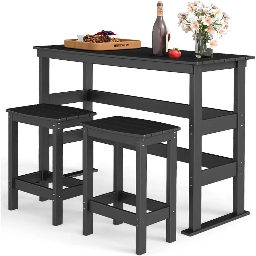 3-Piece HDPE Plastic Outdoor Bar Set with 37 Counter Height Table and 2 Stools for Patio, Balcony, or Poolside in Black
3-Piece HDPE Plastic Outdoor Bar Set with 37 Counter Height Table and 2 Stools for Patio, Balcony, or Poolside in Black