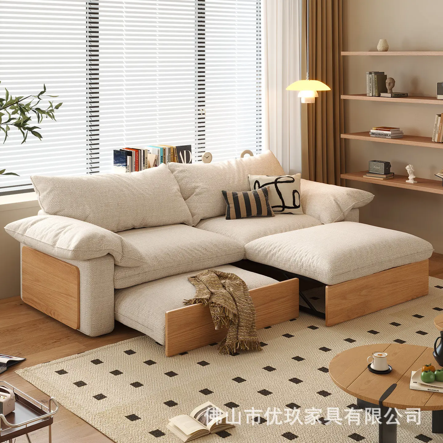 PYJ solid wood frame log wind folding living room removable linen sofa bed
PYJ solid wood frame log wind folding living room removable linen sofa bed