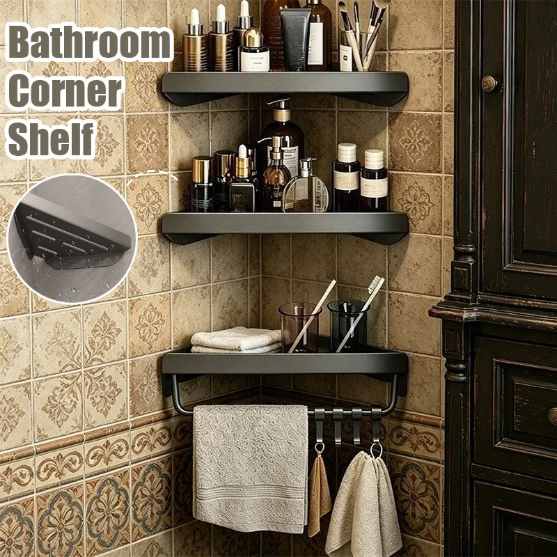 1/2/3Layer Wall Mounted Bathroom Storage Rack Carbon Steel Heavy Duty Corner Shelf With Hooks For Toilet Shower Kitchenرف الحمام
1/2/3Layer Wall Mounted Bathroom Storage Rack Carbon Steel Heavy Duty Corner Shelf With Hooks For Toilet Shower Kitchenرف الحمام