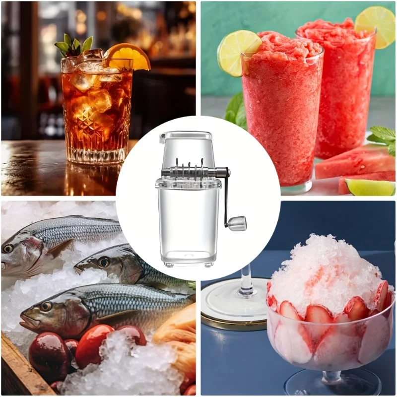 Transparent Black Hand-Cranked Ice Crusher, Portable Plastic Ice Shaver, Multi-Functional Transparent Design for Easy Use
Transparent Black Hand-Cranked Ice Crusher, Portable Plastic Ice Shaver, Multi-Functional Transparent Design for Easy Use
