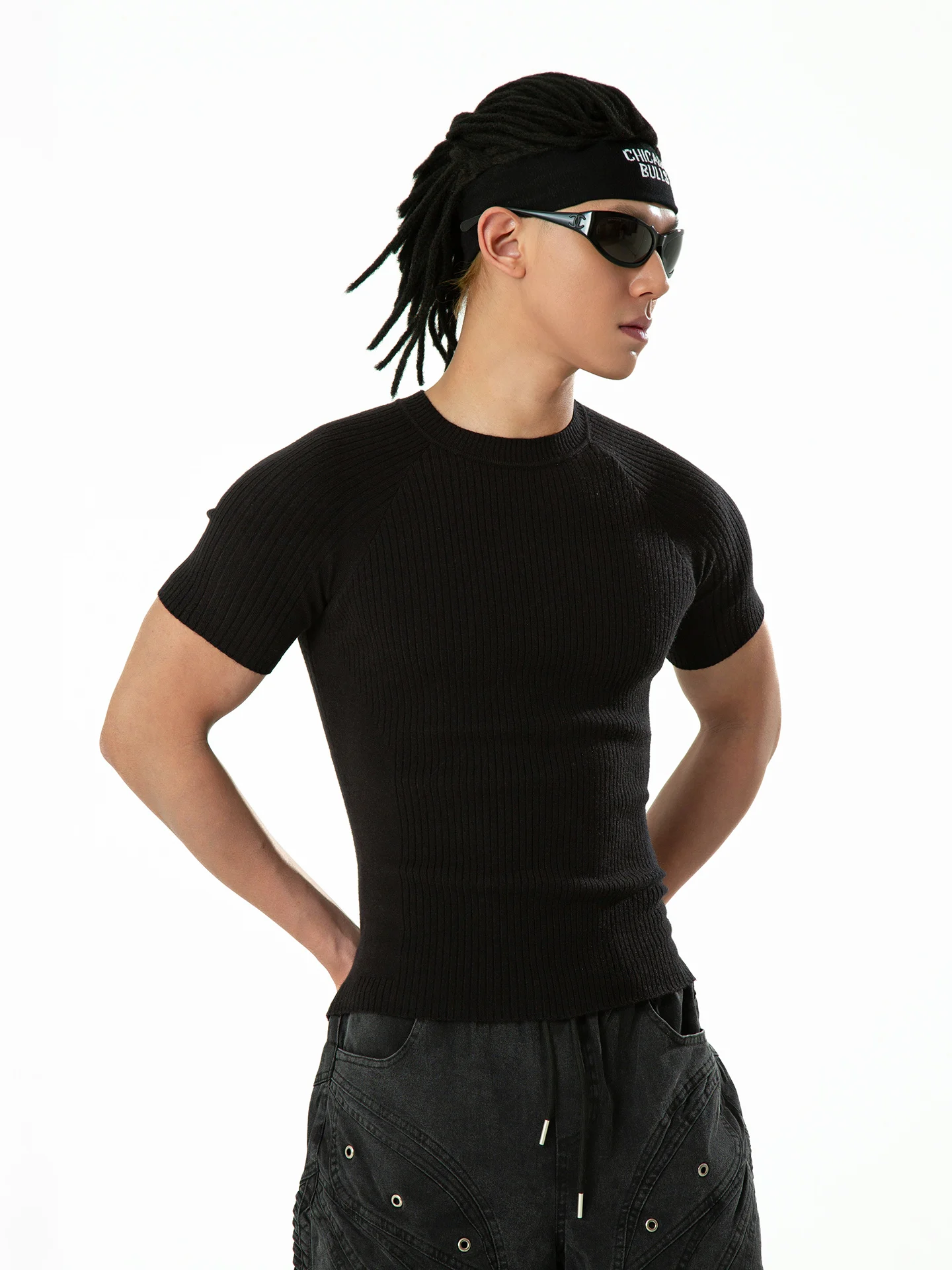 Slim Fit Short Sleeve Knitted T-Shirt Black White Grey Stripes Shoulder Insert Design Casual Fitness Style Citylaziestplayer
Slim Fit Short Sleeve Knitted T-Shirt Black White Grey Stripes Shoulder Insert Design Casual Fitness Style Citylaziestplayer