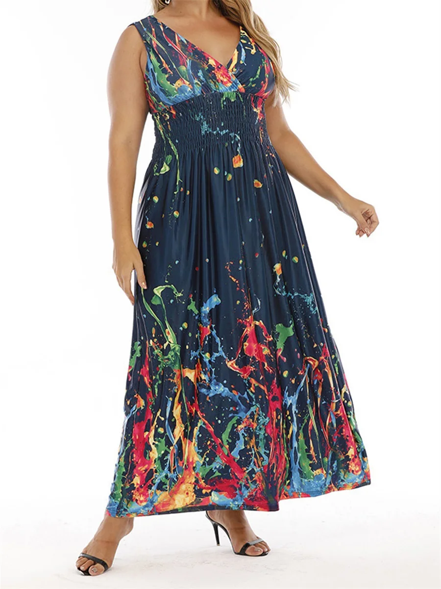 Women Plus Size Sleeveless Maxi Dress Casual Floral Print V-Neck Party Dress for Beach Club Streetwear Summer Fashion Trend
Women Plus Size Sleeveless Maxi Dress Casual Floral Print V-Neck Party Dress for Beach Club Streetwear Summer Fashion Trend