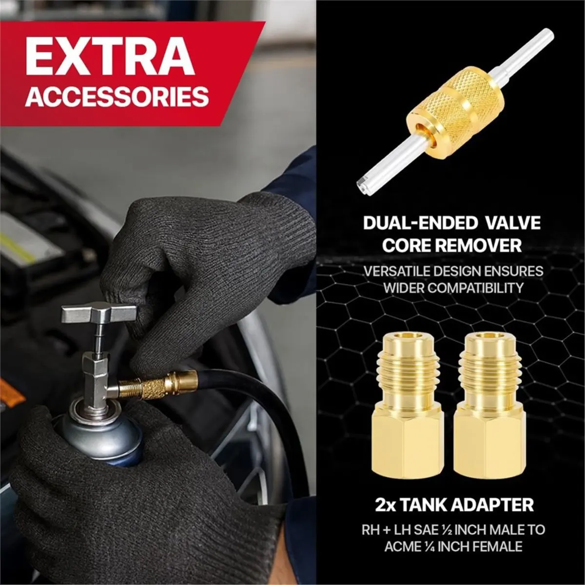 Utility Design R1234yf Quick Coupler & Can Tap Kit, AC Recharge Tool Set with Self-Sealing & Puncture Refrigerant Can Taps