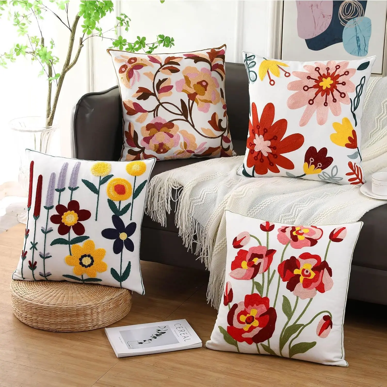 Embroidered Cushion Covers 45x45cm Decorative Throw Pillow Cover with Zipper for Sofa Bedroom Aesthetic Flowers Soft Pillowcase
Embroidered Cushion Covers 45x45cm Decorative Throw Pillow Cover with Zipper for Sofa Bedroom Aesthetic Flowers Soft Pillowcase