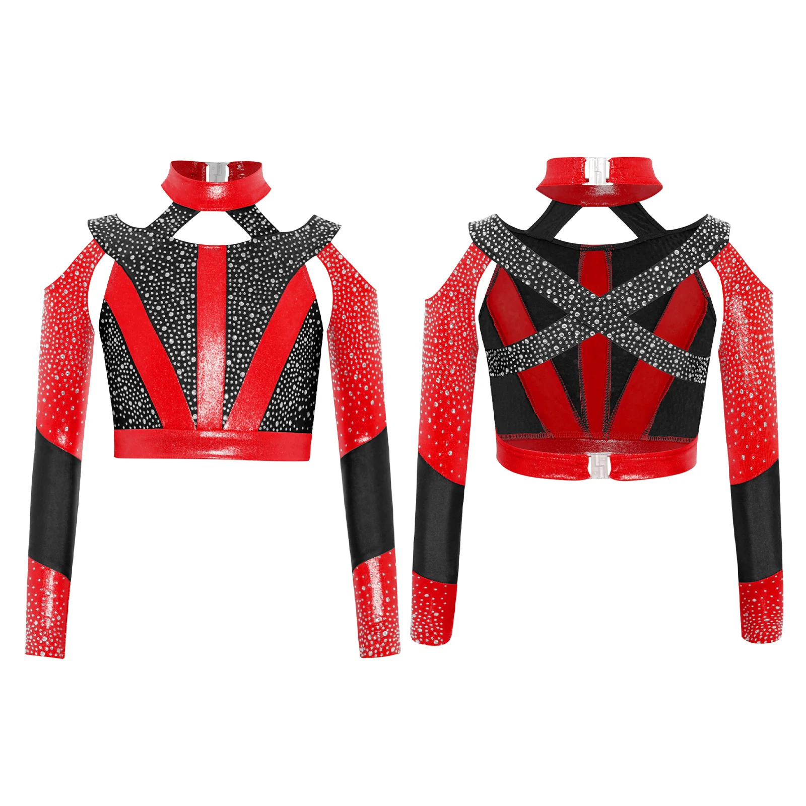 Kids Girls Shiny Rhinestone Cutout Jazz Dance Crop Tops Long Sleeve Figure Skating Gymnastics Acrobatics Performance Costume
Kids Girls Shiny Rhinestone Cutout Jazz Dance Crop Tops Long Sleeve Figure Skating Gymnastics Acrobatics Performance Costume