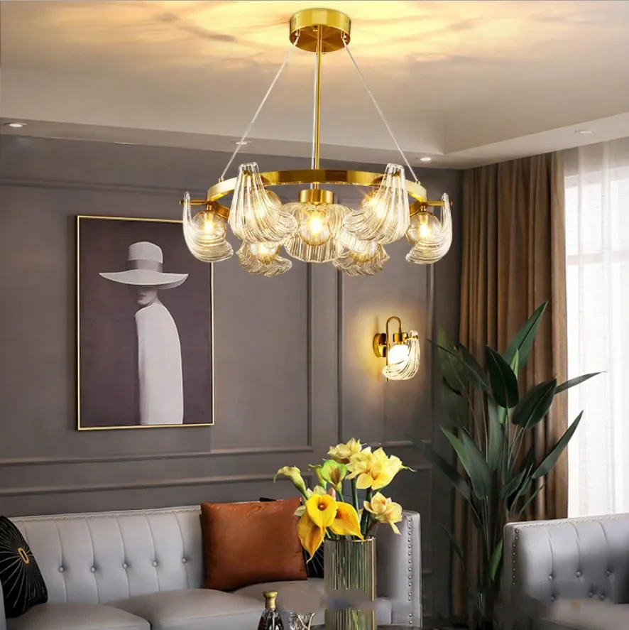 Nordic shell chandelier copper modern simple restaurant bedroom LED crystal glass chandelier dining room fashion study
Nordic shell chandelier copper modern simple restaurant bedroom LED crystal glass chandelier dining room fashion study