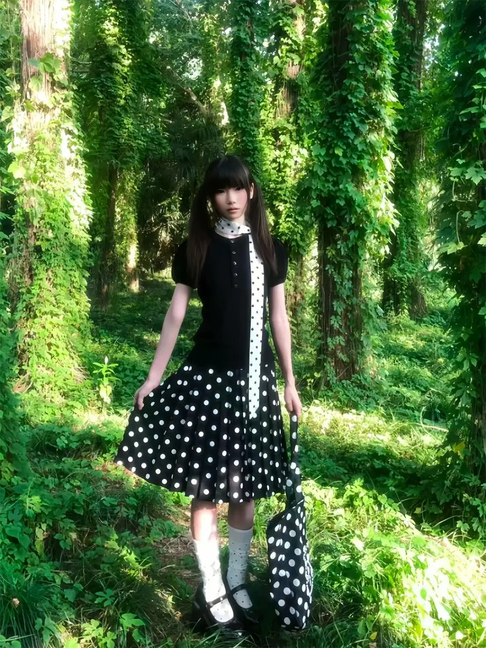 Korean Style High Waist Short Sleeve Knitted T-Shirt Women's Summer Slim Fit Polka Dot A-Line Skirt Two-Piece Set
Korean Style High Waist Short Sleeve Knitted T-Shirt Women's Summer Slim Fit Polka Dot A-Line Skirt Two-Piece Set