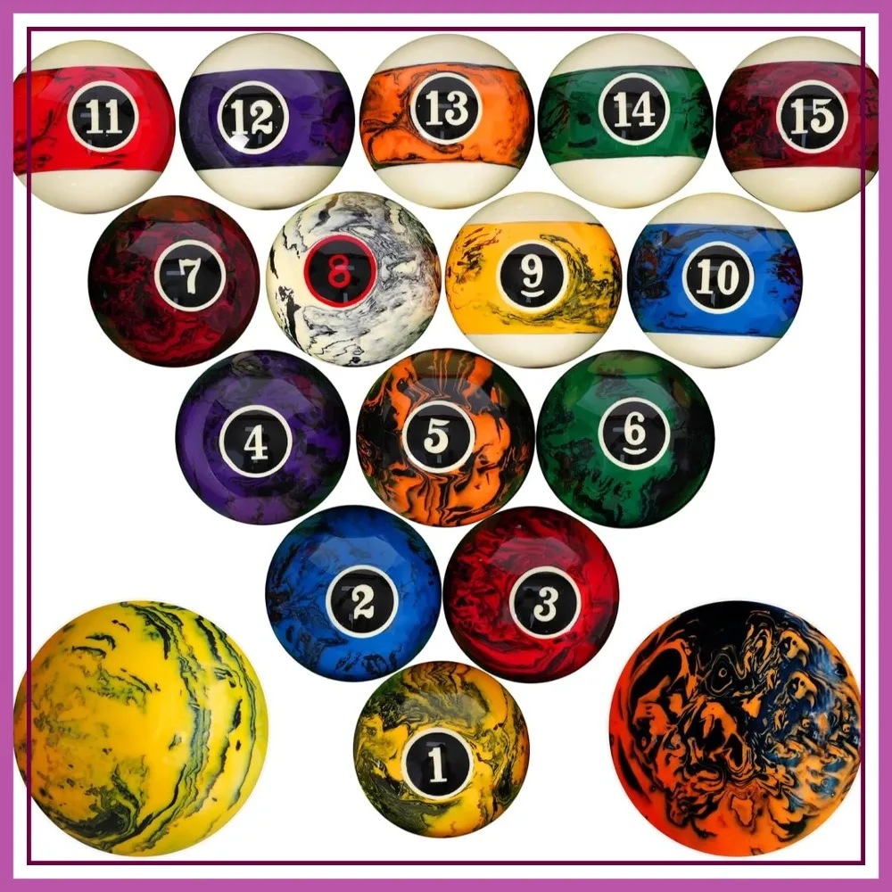 Billiard Balls Pool Balls Set, Marble-Swirl Style 2-1/4" Regulation Size 16 Pool Balls for Table Accessories
Billiard Balls Pool Balls Set, Marble-Swirl Style 2-1/4" Regulation Size 16 Pool Balls for Table Accessories