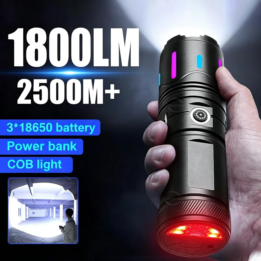 High Power LED Flashlight 1800lm Rechargeable Aluminum Alloy Flashlight Strong Light Portable Tactical Torch For Outdoor Camping
High Power LED Flashlight 1800lm Rechargeable Aluminum Alloy Flashlight Strong Light Portable Tactical Torch For Outdoor Camping