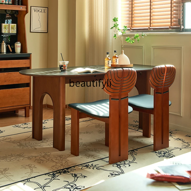 Retro Stone Plate Dining Table and Chair Light Luxury Rectangular Solid Wood Kitchen Island Dining Table Small Apartment
Retro Stone Plate Dining Table and Chair Light Luxury Rectangular Solid Wood Kitchen Island Dining Table Small Apartment