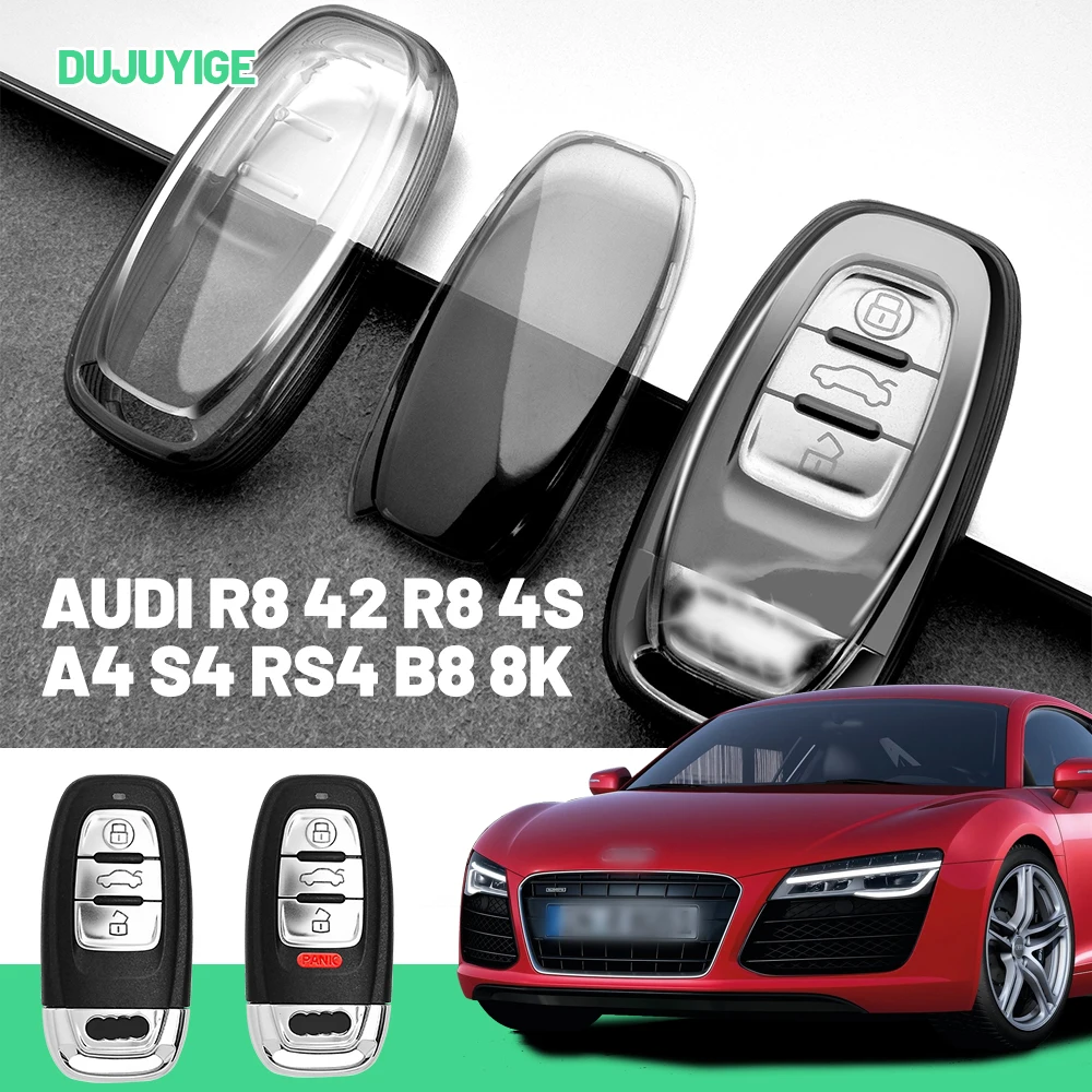Прозрачный чехол для ключей из TPU для Audi R8 42, R8 4S, A4, S4, RS4, B8, 8K, A1, 8X, A3, S3, 8V, защитный чехол для брелока, аксессуары для авто
Прозрачный чехол для ключей из TPU для Audi R8 42, R8 4S, A4, S4, RS4, B8, 8K, A1, 8X, A3, S3, 8V, защитный чехол для брелока, аксессуары для авто