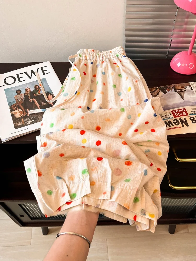 Summer Thin Polka Dot Wide Leg Pants Skirt Women's Casual Loose Lazy Slimming Drapey Leisure Lantern Pants
Summer Thin Polka Dot Wide Leg Pants Skirt Women's Casual Loose Lazy Slimming Drapey Leisure Lantern Pants