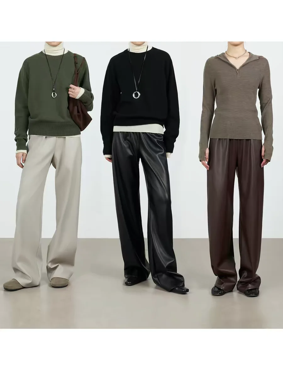 Кожаные брюки из овчины с высокой талией и широкими штанинами для женщин: комфортные, мягкие, повседневные, однотонные, с пуговицами
Кожаные брюки из овчины с высокой талией и широкими штанинами для женщин: комфортные, мягкие, повседневные, однотонные, с пуговицами