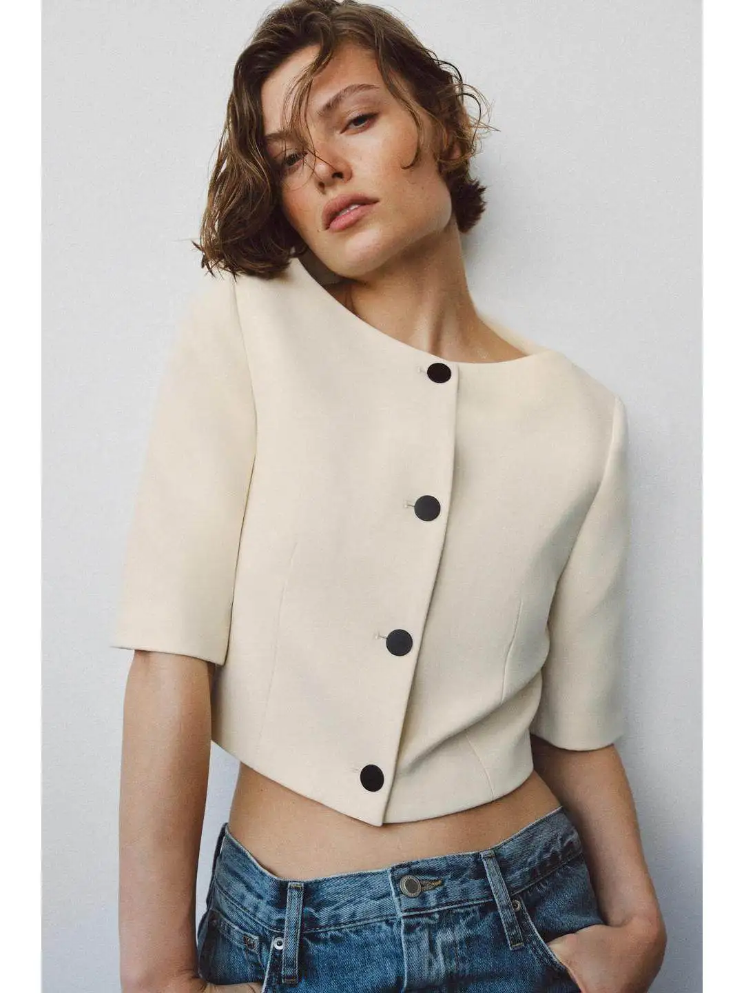 Casual Style Short Outerwear Fashionable Shoulder One-Shoulder Sleeve Seven-Quarter Length Commute Elegant Quality Polyester ...
Casual Style Short Outerwear Fashionable Shoulder One-Shoulder Sleeve Seven-Quarter Length Commute Elegant Quality Polyester ...