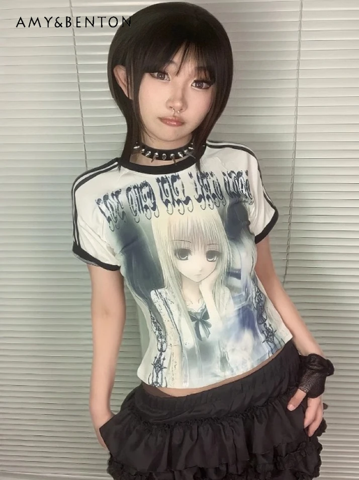 Original Gothic Subculture Anime Printed Short Sleeve Top Women Summer Patchwork Two Dimensional Spice Girl Y2K Slim Sexy Tops
Original Gothic Subculture Anime Printed Short Sleeve Top Women Summer Patchwork Two Dimensional Spice Girl Y2K Slim Sexy Tops