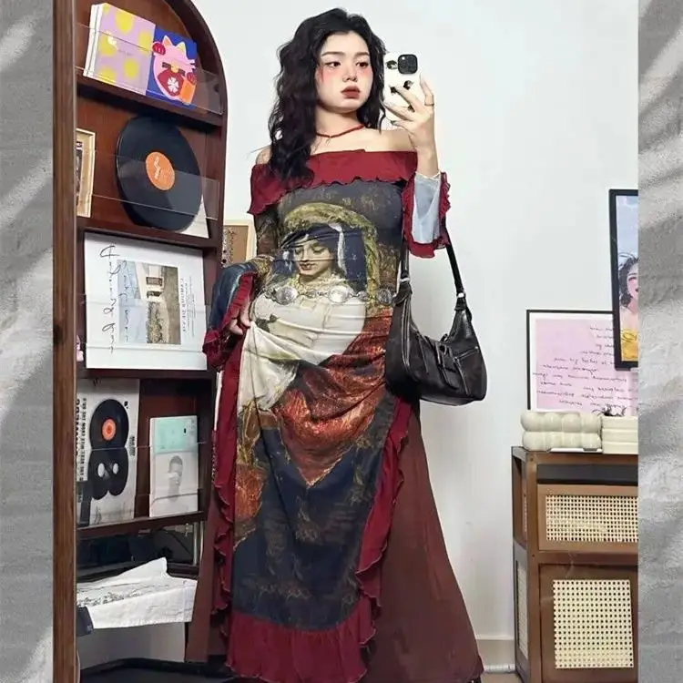 One-Line Collar Oil Painting Print Dress Women 2024 Spring Autumn New Style Chic Niche Design Unique Design Skirt
One-Line Collar Oil Painting Print Dress Women 2024 Spring Autumn New Style Chic Niche Design Unique Design Skirt