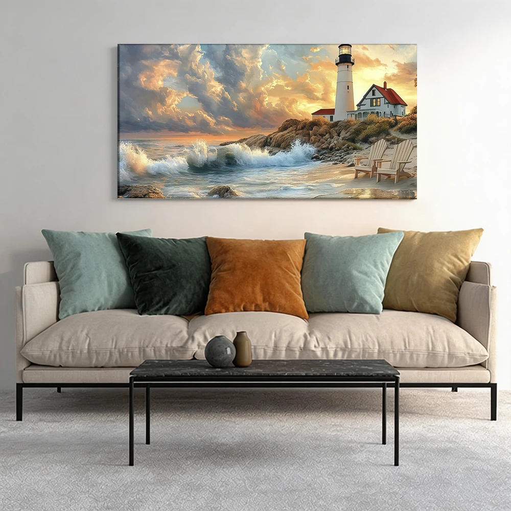 1pcwooden frame canvas decorative painting Beach sunset, lighthouse, Adirondack chairs.Corridor, Living Room Decoration
1pcwooden frame canvas decorative painting Beach sunset, lighthouse, Adirondack chairs.Corridor, Living Room Decoration