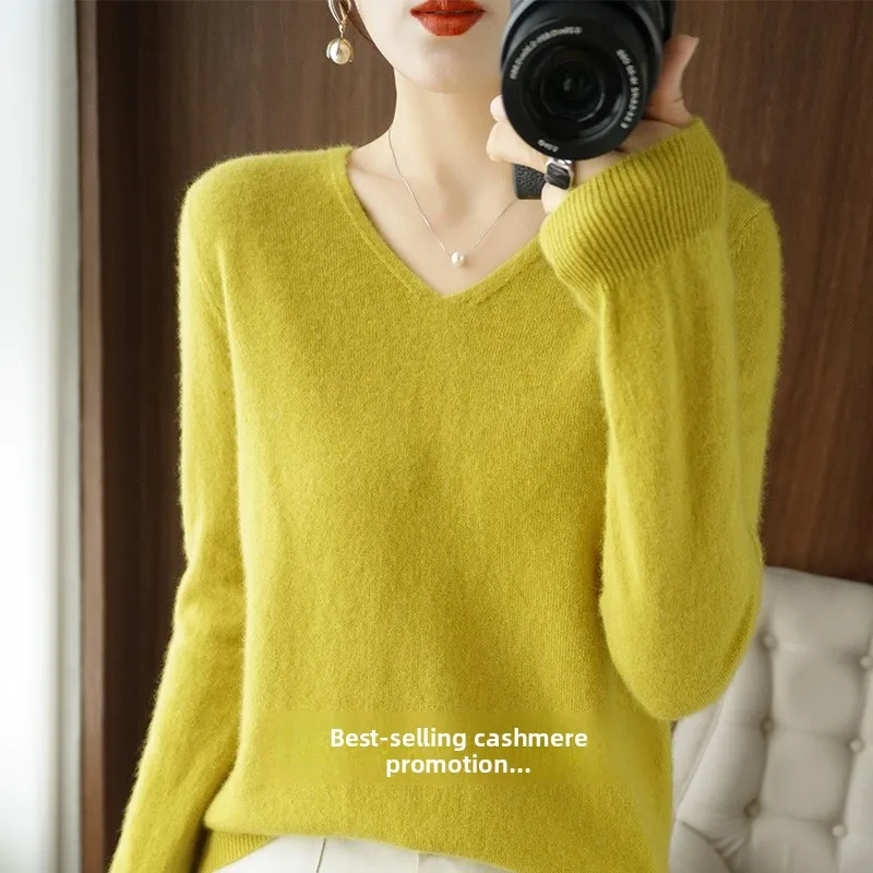Large Size Women's V-Neck Knitted Wool Sweater Australian Merino Cashmere Comfortable Fit Commute Style Color Knitwear
Large Size Women's V-Neck Knitted Wool Sweater Australian Merino Cashmere Comfortable Fit Commute Style Color Knitwear