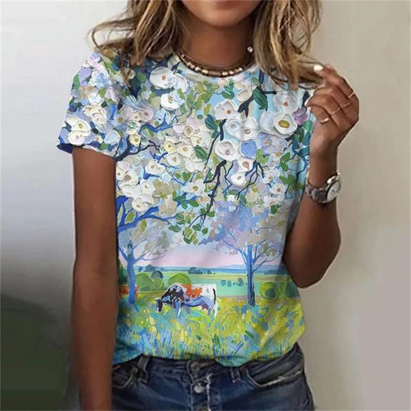 Casual Floral Theme T Shirt For Women Fashion 3D Printed Floral Plants T Shirt Summer Female Comfortable Top Print Oversized Tee
Casual Floral Theme T Shirt For Women Fashion 3D Printed Floral Plants T Shirt Summer Female Comfortable Top Print Oversized Tee
