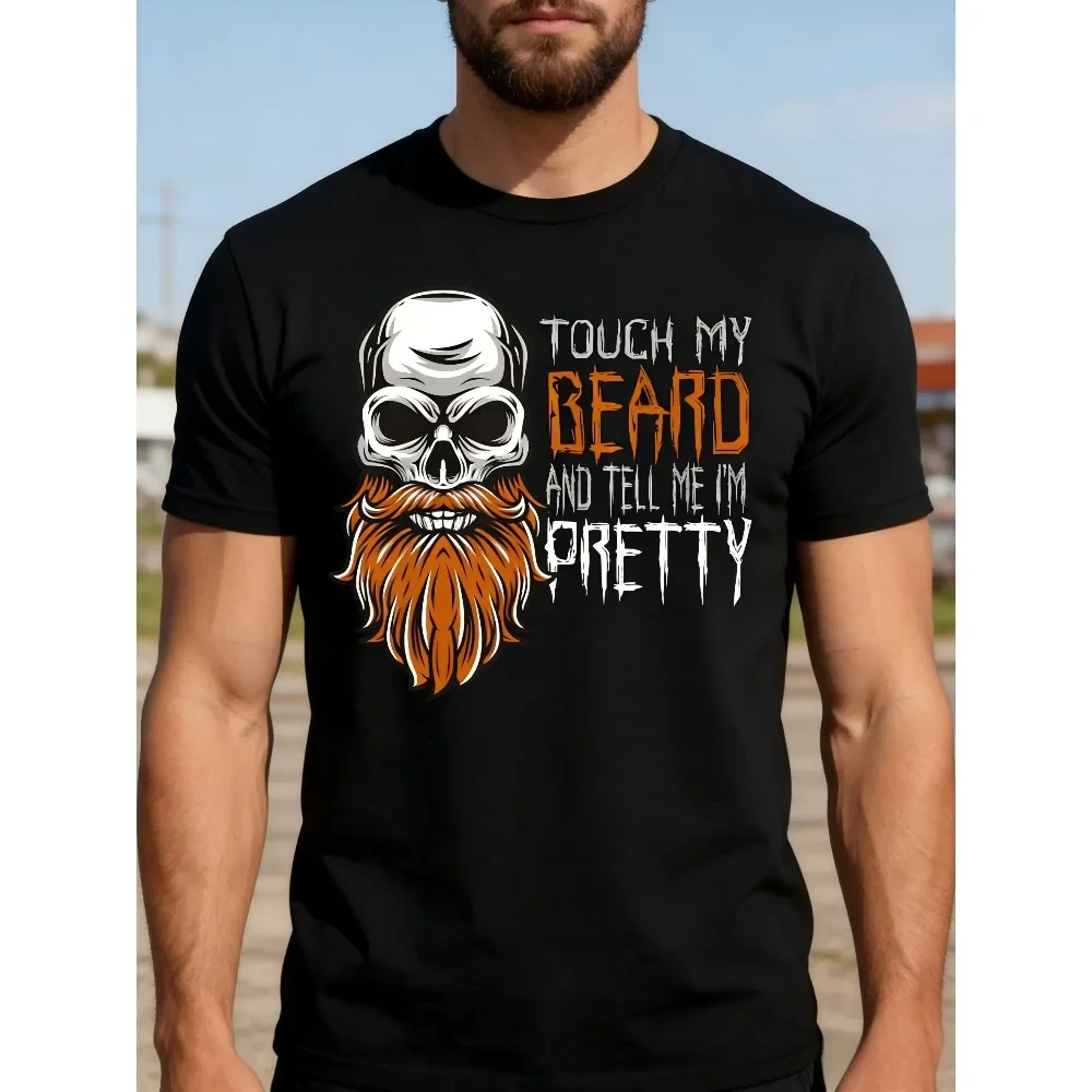 Graphic T-Shirt Featuring a Funny Skull Design with The Phrase 'Touch My Beard And Tell Me I'M Pretty'. This Humorous And Sarcas
Graphic T-Shirt Featuring a Funny Skull Design with The Phrase 'Touch My Beard And Tell Me I'M Pretty'. This Humorous And Sarcas