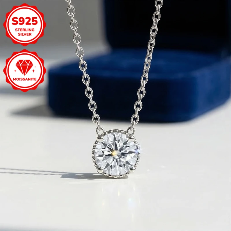 1pc 1/2/3 CARAT Round Cut Moissanite Necklace with 925 Sliver Chain Elegant Neck Chain for Wedding & Anniversary Gift.
1pc 1/2/3 CARAT Round Cut Moissanite Necklace with 925 Sliver Chain Elegant Neck Chain for Wedding & Anniversary Gift.